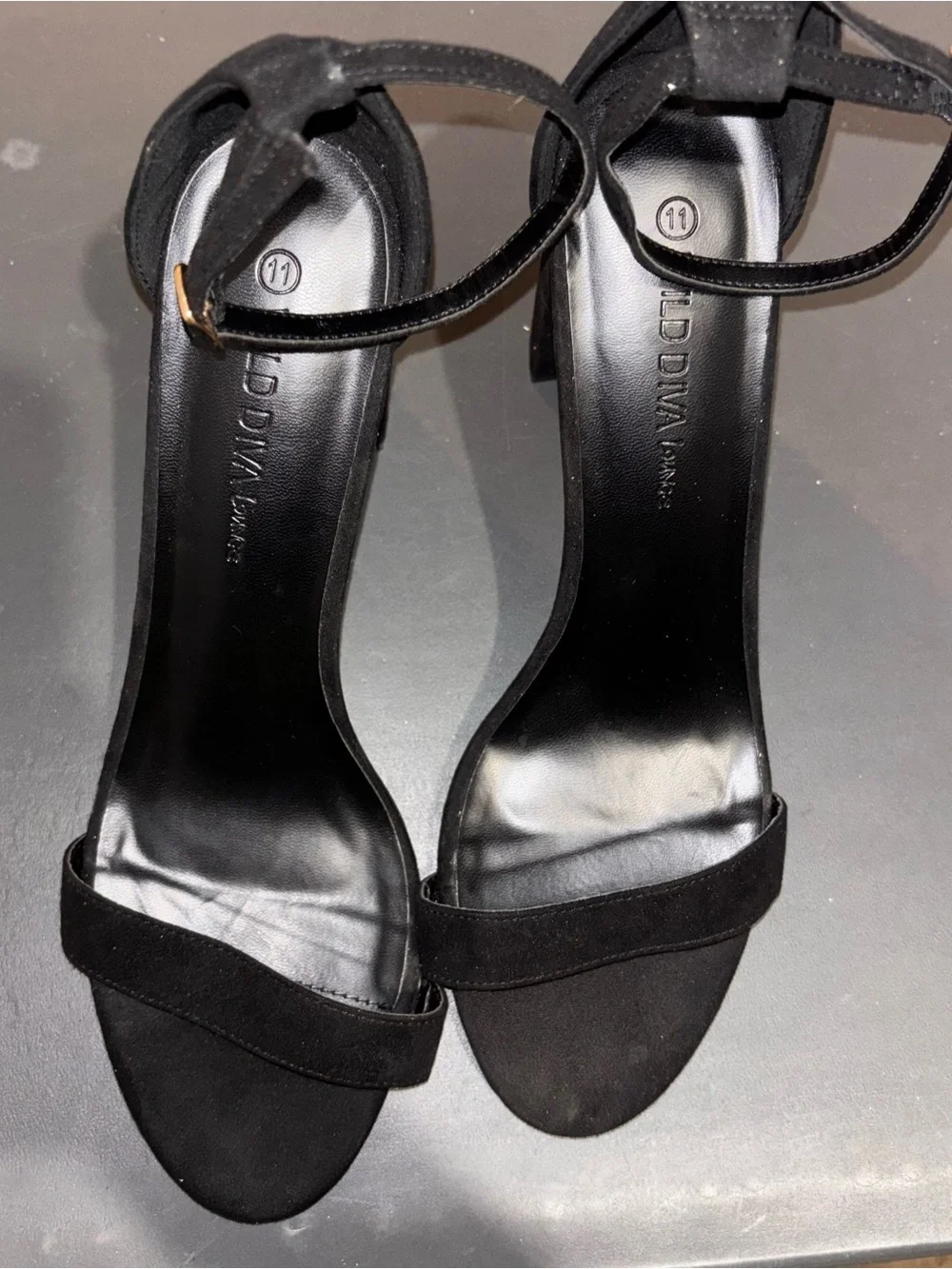 Wild Diva Black Ankle-Strap Block Heel Sandals